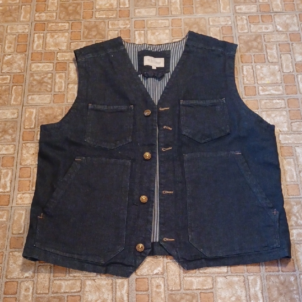 Men's Denim Vest with Button Closure Blue Ranchwear Duck Vest Size Large